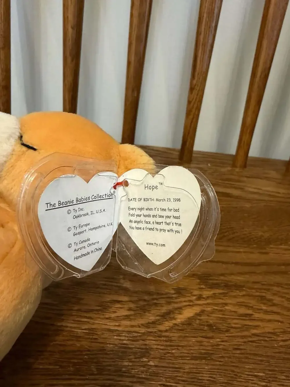 Ty Beanie Baby Hope The Praying Bear